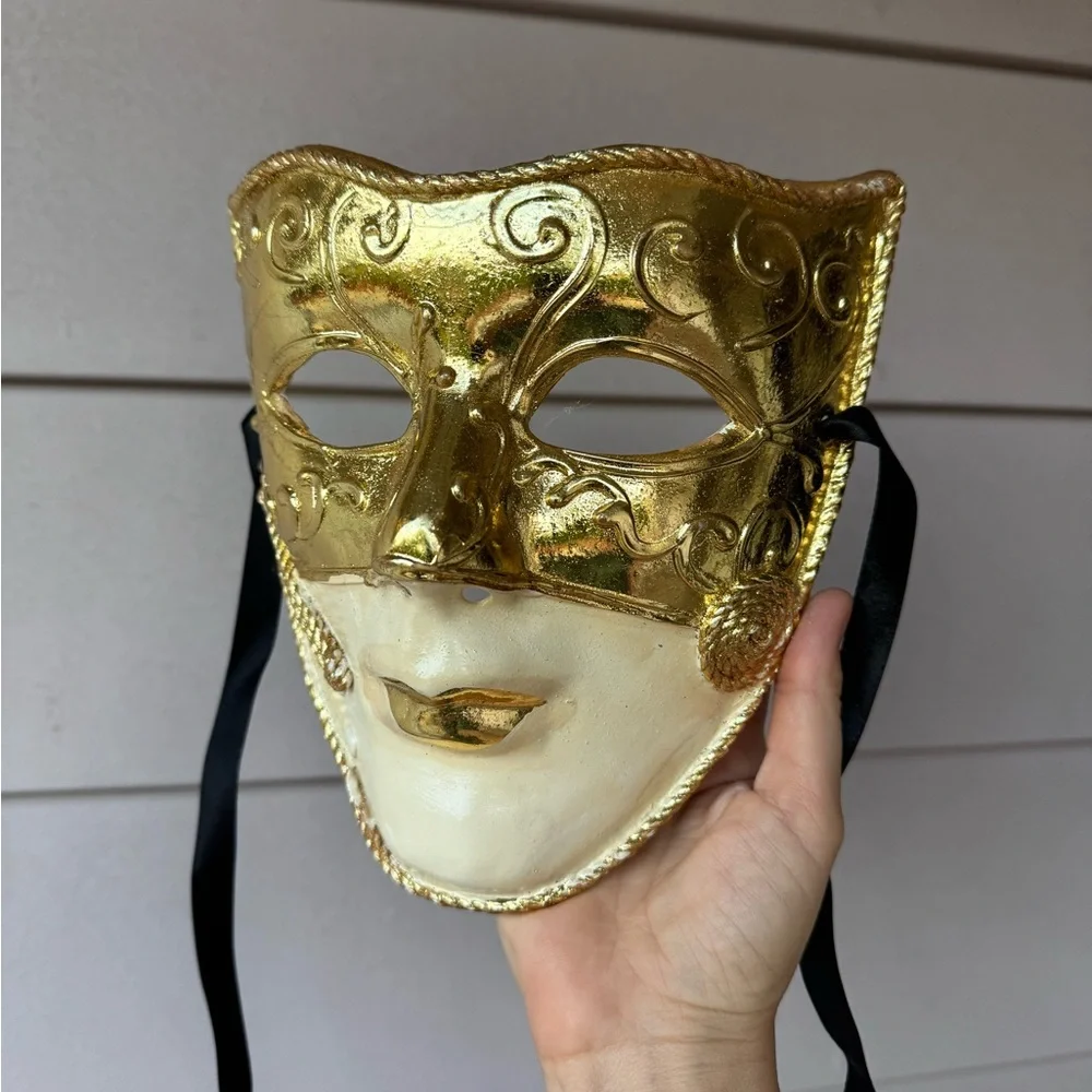 Gold and White Masquerade Mask